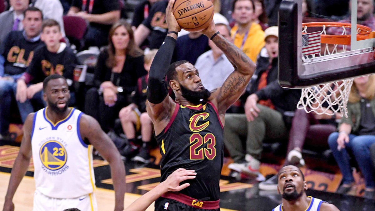 WarriorsCavs NBA Finals LeBron James goes off the glass, throws down