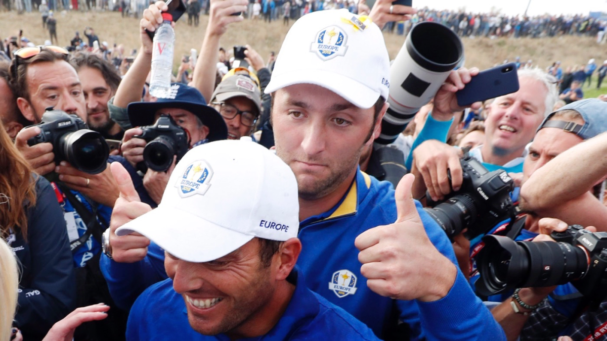 WATCH European Tour players take aim at targets from the top of a