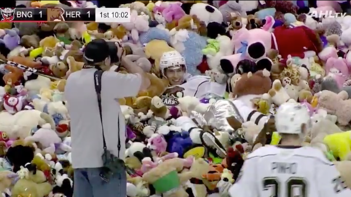 Hershey Bears selling shirts commemorating world record Teddy Bear Toss