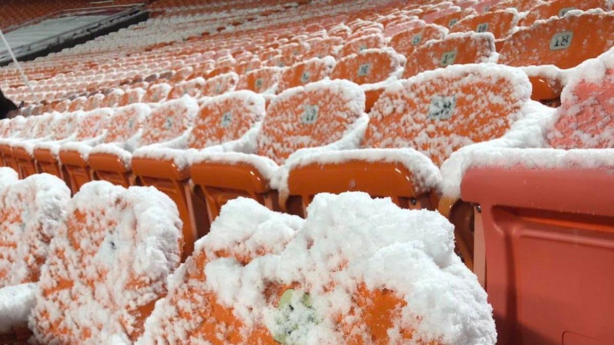 Arrowhead Stadium is covered in snow ahead of Chiefs-Colts