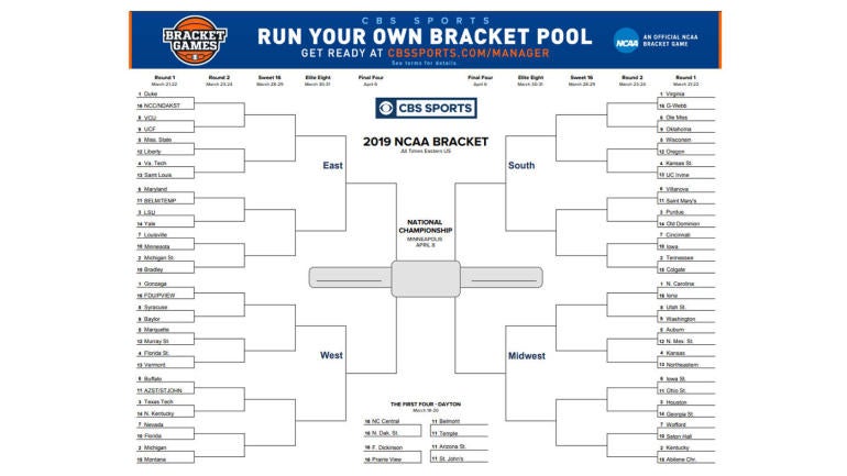 NCAA bracket 2019: Printable March Madness bracket, NCAA Tournament