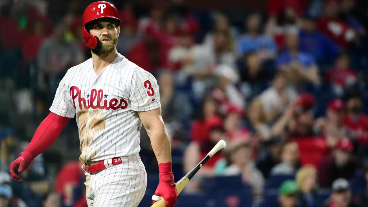Phillies star Bryce Harper makes catch tumbling into photo pit in first  career start at first base – KGET 17