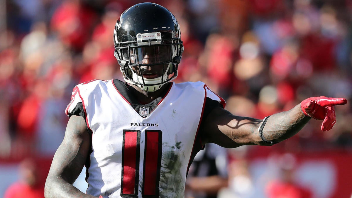 Atlanta Falcons wide receiver Julio Jones (11) is interviewed