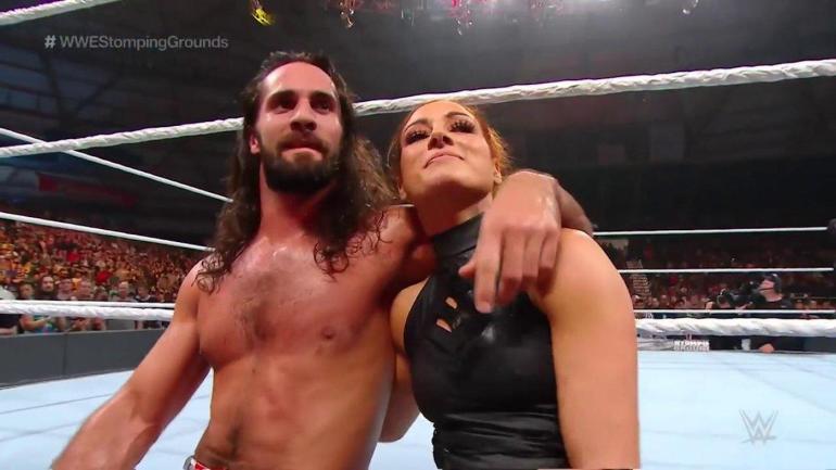 Look Wwe Champions Seth Rollins Becky Lynch Announce - 
