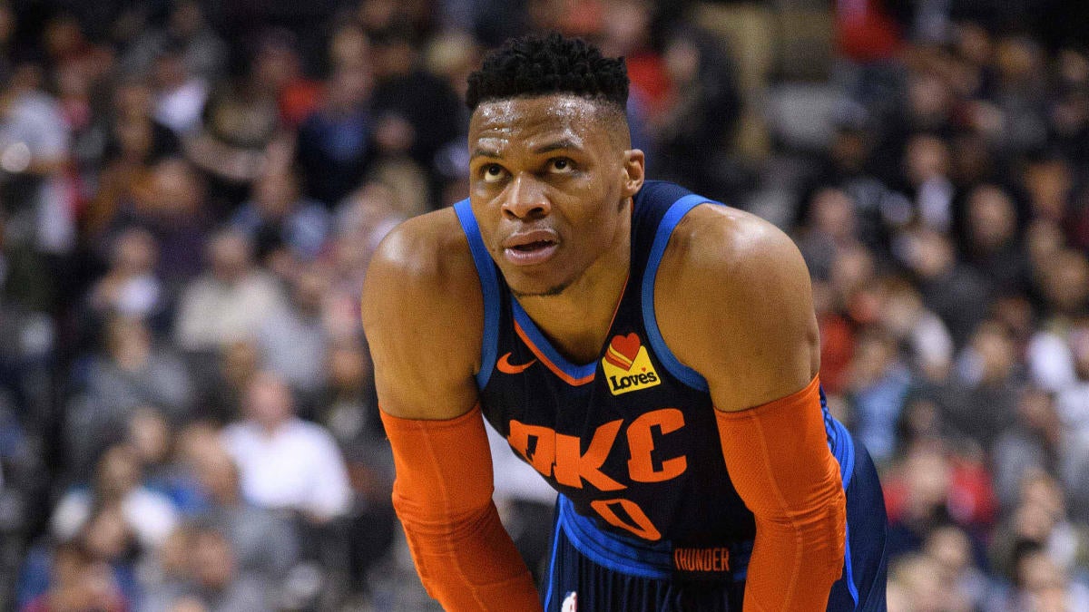 Watch Thunder Fan Reacts To Russell Westbrook Trade By Retiring Jersey In Rafters Of His Home Cbssports Com