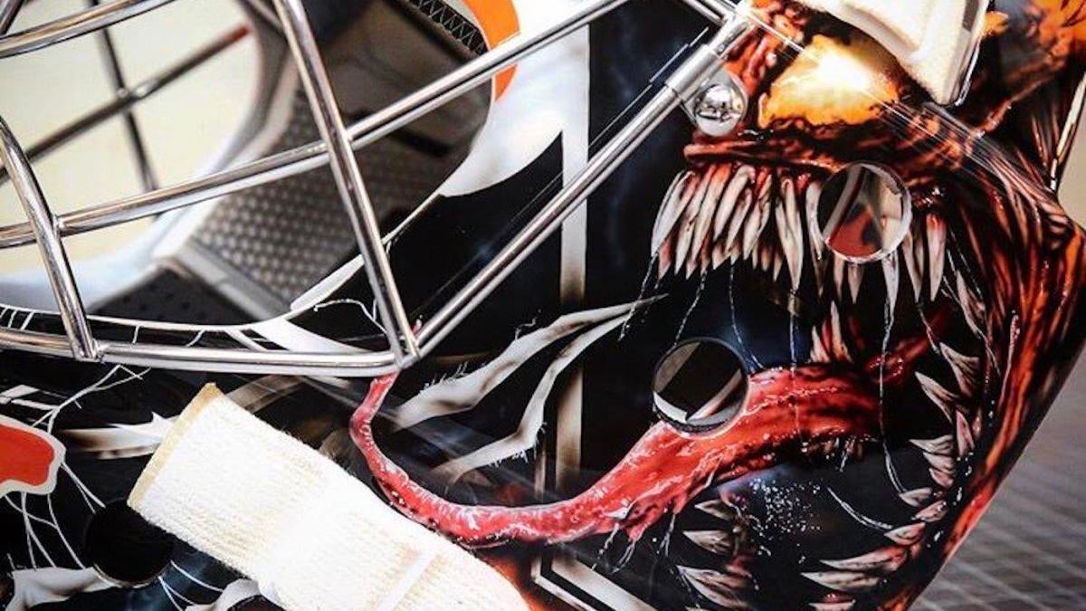 Carter Hart Shows Off New Mask, Calling all Marvel fans! You're going to  love Carter Hart's Carnage mask for the upcoming season, created by  Paintzoo. (🎥: Philadelphia Flyers), By NHL