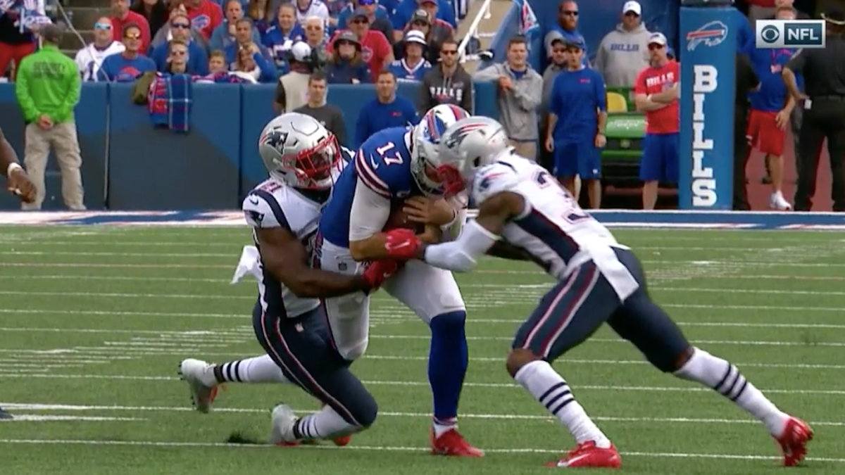 Josh Allen injured after helmet-to-helmet hit by Patriots Jonathan