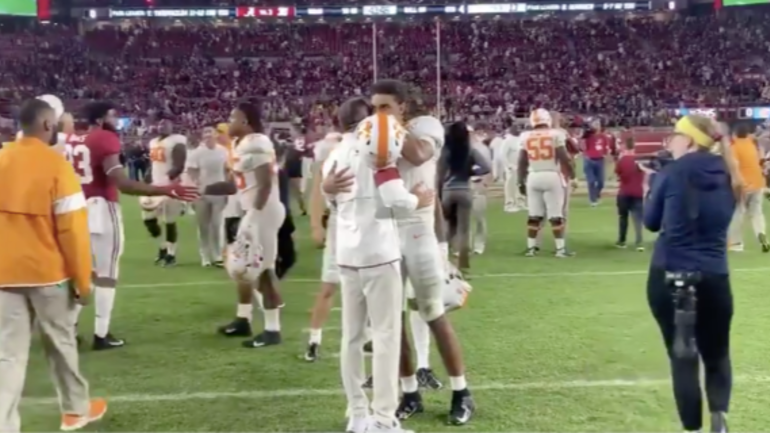 Watch Vols Embrace Butch Jones After Alabama Game