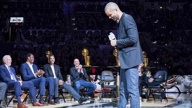 Tony Parker's Spurs Jersey Retired in Ceremony