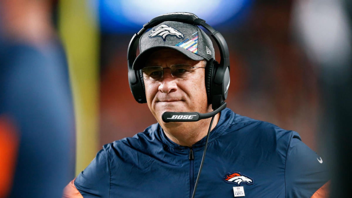 Head Coach Vic Fangio of the Denver Broncos wears an FDNY hat and