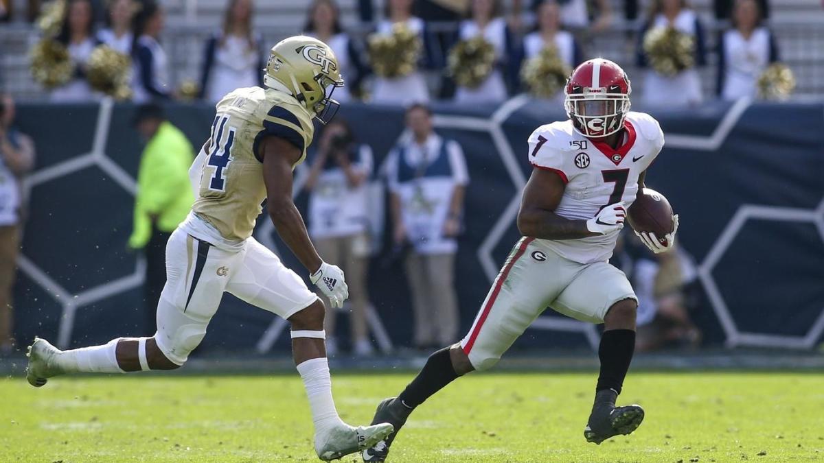 January 01, 2020: Georgia running back D'Andre Swift (7) during pregame of  NCAA Football game action between the Georgia Bulldogs and the Baylor Bears  at Mercedes-Benz Superdome in New Orleans, Louisiana. Georgia