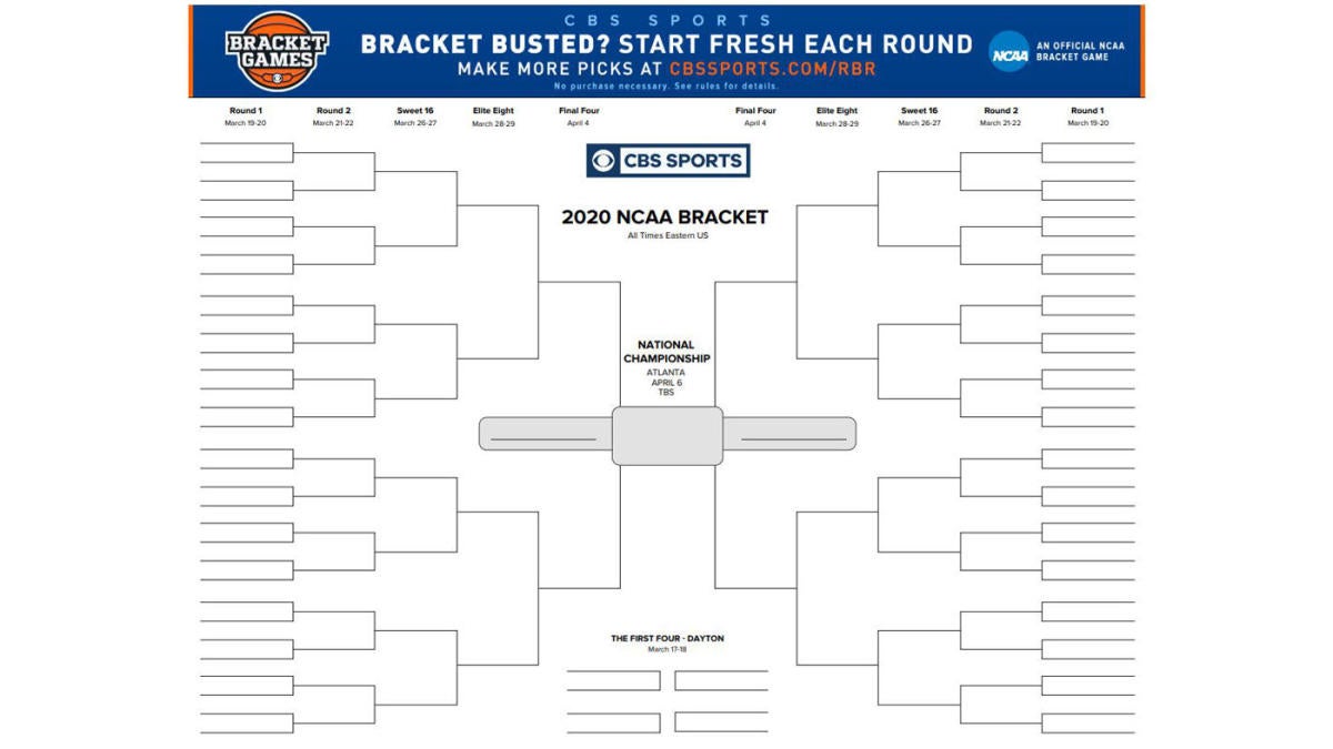 Ncaa Tournament Printable Bracket 2020 Print Your March Madness Bracket For The Ncaa Championship Cbssports Com