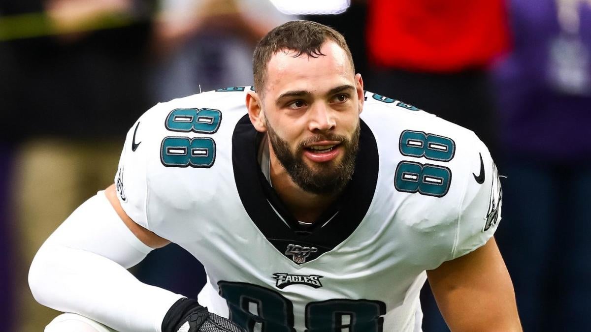 Philadelphia Eagles tight end Dallas Goedert poses for a portrait