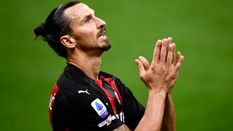 Zlatan Ibrahimovic of AC Milan reacts during the Serie A