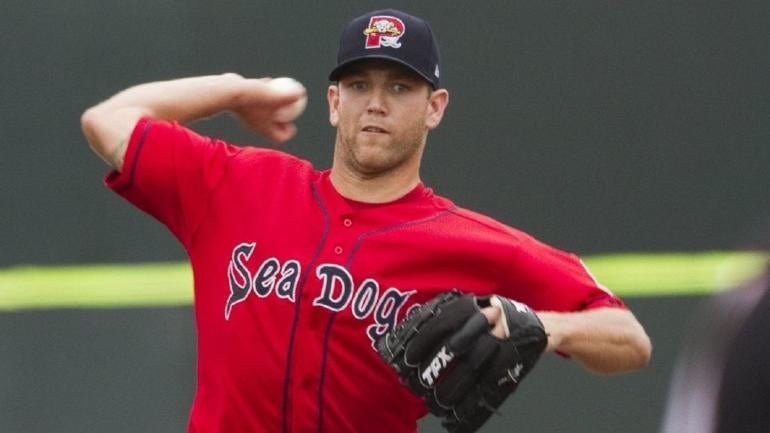 Portland Sea Dogs pitcher Charlie Haeger throws to the plate during AA action at Hadlock Field in P