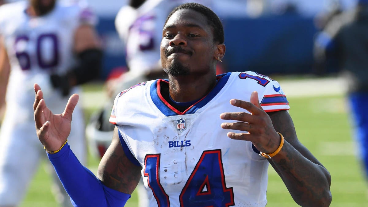 Stefon Diggs appears upset during a game with Buffalo