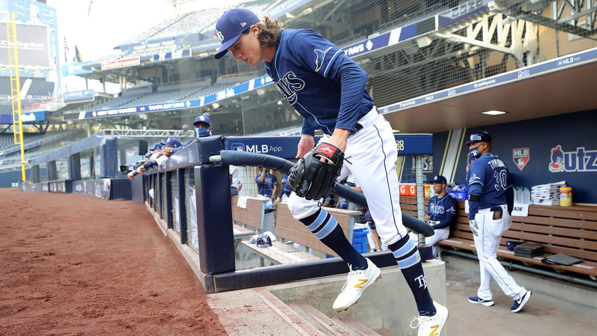 Tyler Glasnow of the Tampa Bay Rays returns to the dugout in the News  Photo - Getty Images