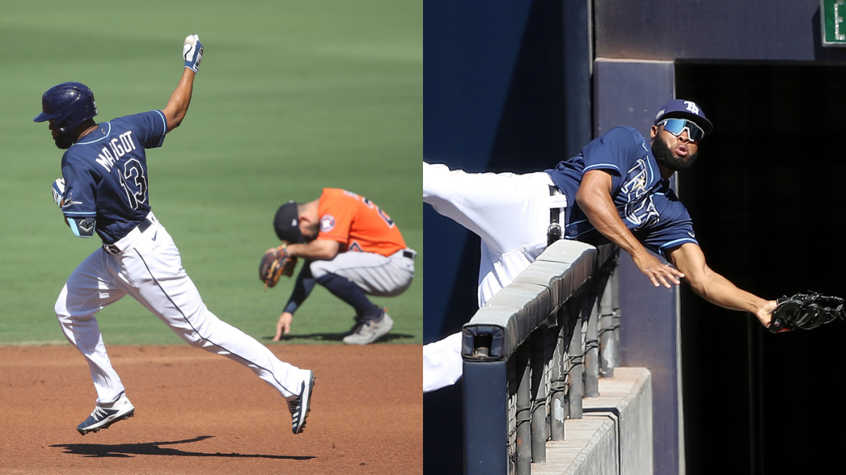 Rays Manuel Margot Makes Astros Pay For Alcs Error Then Follows It With Unreal Over The Wall Catch Cbssports Com