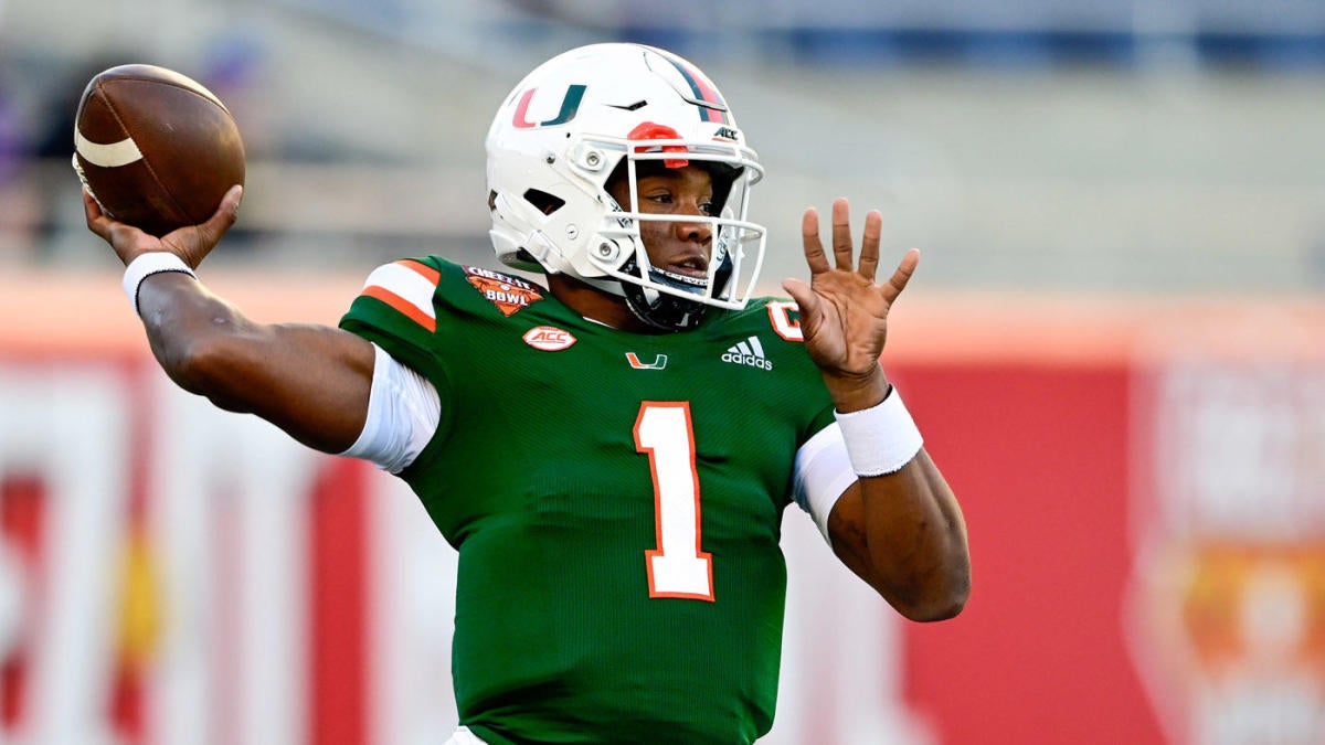 Miami star QB D’Eriq King leaves the Cheez-It Bowl against Oklahoma State in the first half due to a leg injury