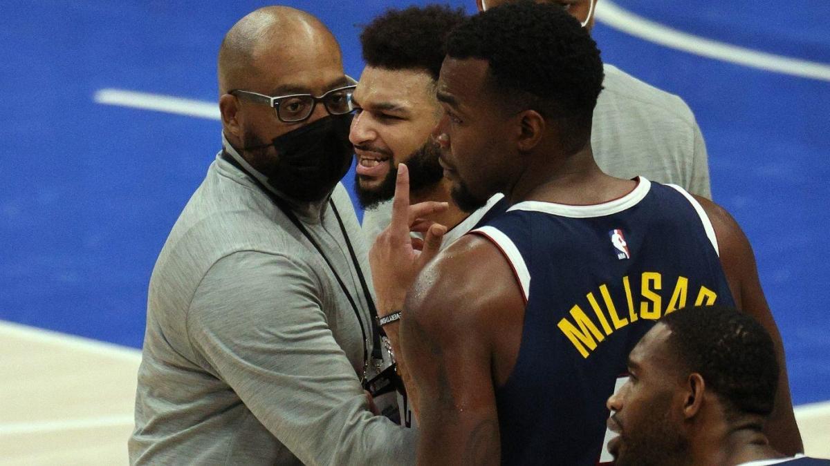 Nuggets’ Jamal Murray is sent off quickly against Mavericks after hitting Tim Hardaway Jr. in the groin with a cheap shot