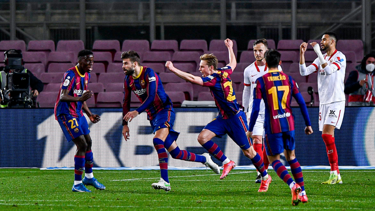 Barcelona – Sevilla score: Barca win Copa del Rey final as Pique, Braithwaite rescue trophy chance