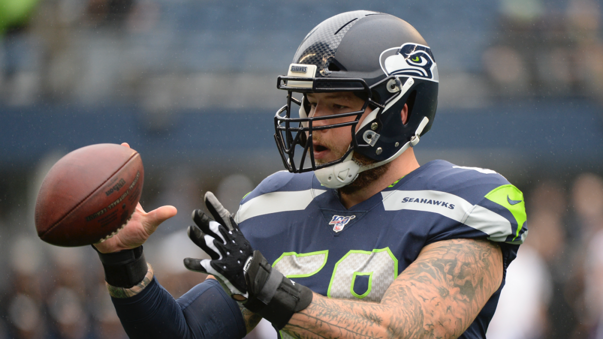 January 05, 2019: Seattle Seahawks center Justin Britt #68 during the NFL  Wildcard Playoff football game between the Seattle Seahawks and the Dallas  Cowboys at AT&T Stadium in Arlington, TX Dallas defeated