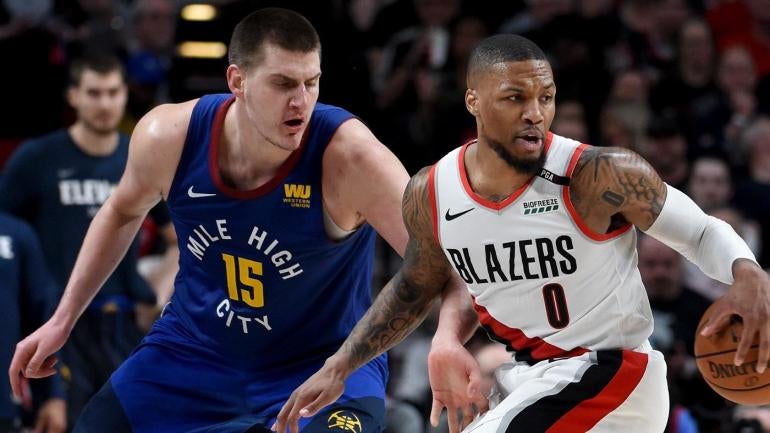 Nikloa Jokic Damian Lillard Denver Nuggets Portland Trail Blazers