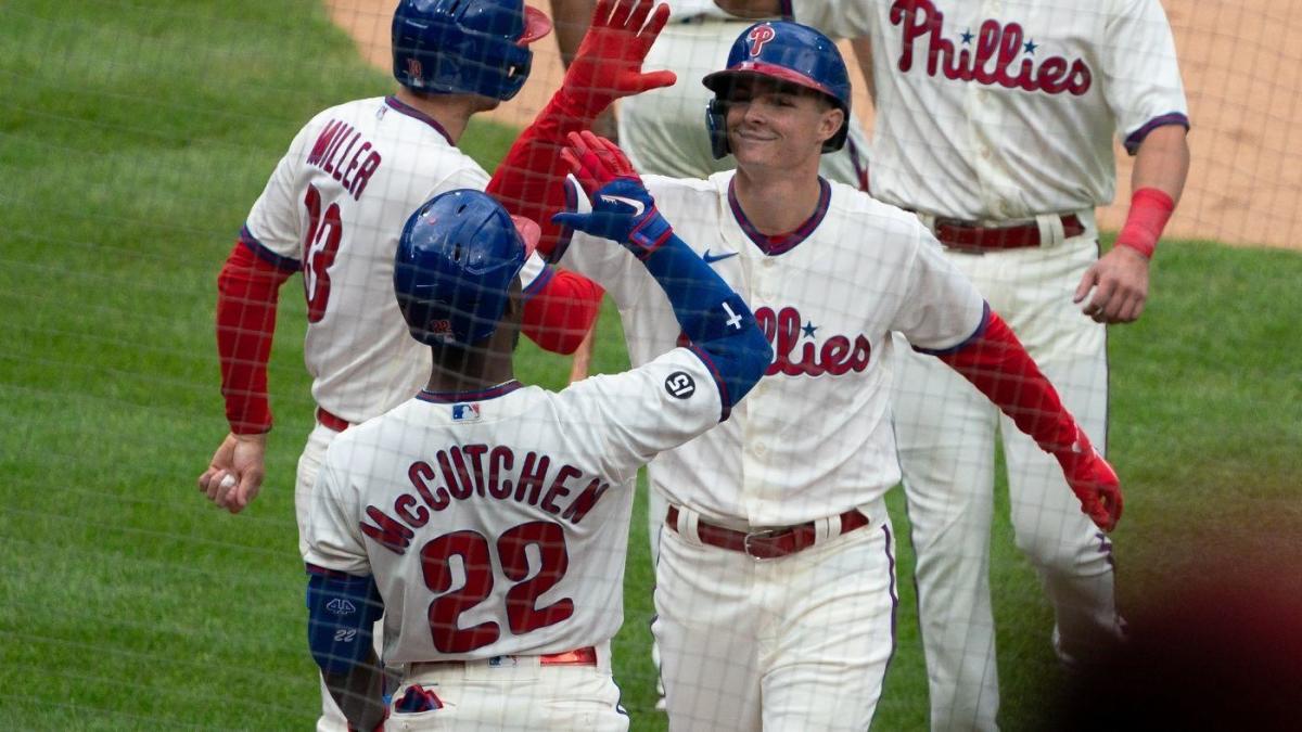 Phillies avoid sweep thanks to a pair of home runs from rookie Mickey Moniak  and Bryce Harper in walk-off win 