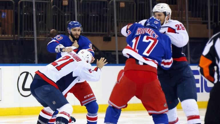 Rangers de New York Washington Capitals Fight Line Brawl