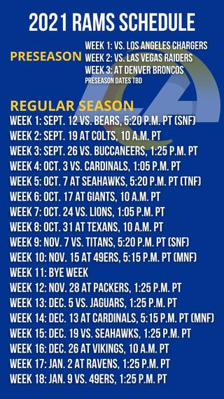 Los Angeles Rams Schedule 2022 