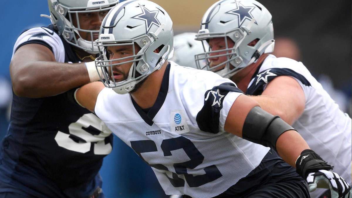 Dallas Cowboys offensive tackle Isaac Alarcon watches from the