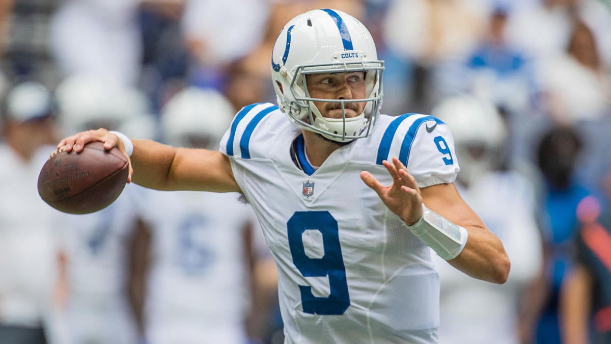 Indianapolis Colts quarterback Jacob Eason (9) looks downfield for