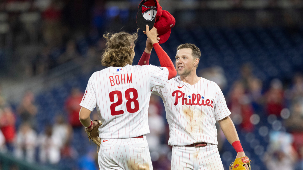 Philadelphia Phillies - Rhys Hoskins and Alec Bohm, wearing the