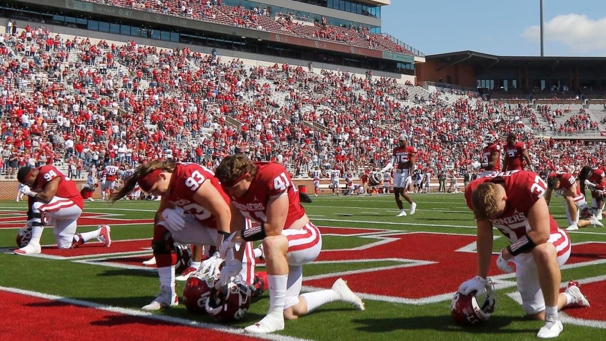 Oklahoma paints Tulane's Green Wave logo on field after game moved to  Norman due to Hurricane Ida 