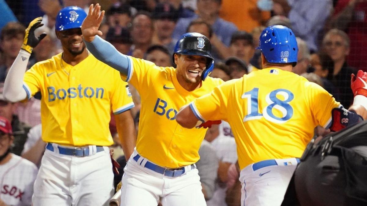 red sox blue and yellow uniforms