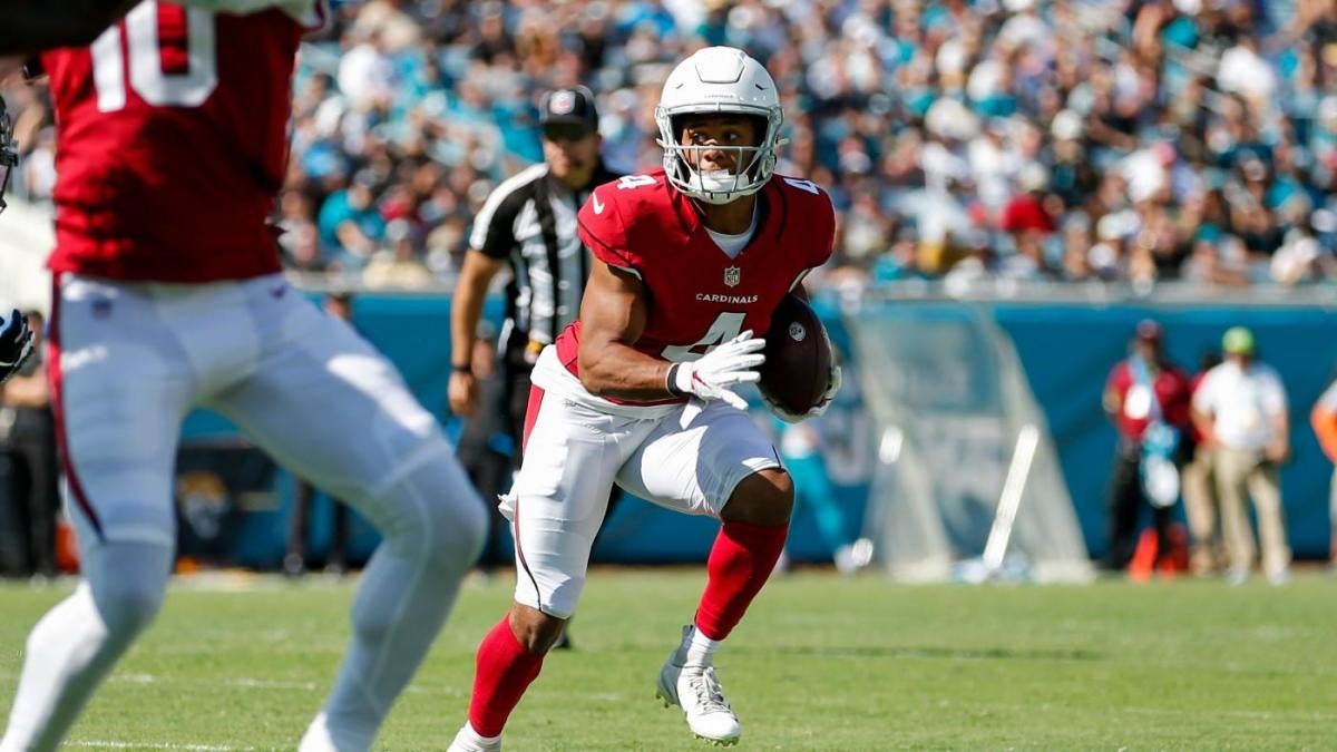 The Cardinals Flag Runners sprint on to the field prior to an NFL