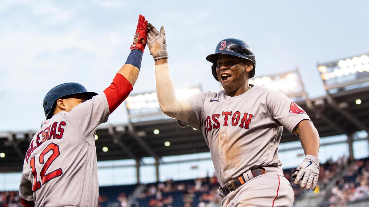 Boston Red Sox's Rafael Devers after homer to clinch top AL Wild