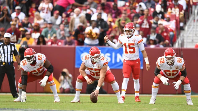 Kansas City Chiefs center Creed Humphrey (52), offensive lineman