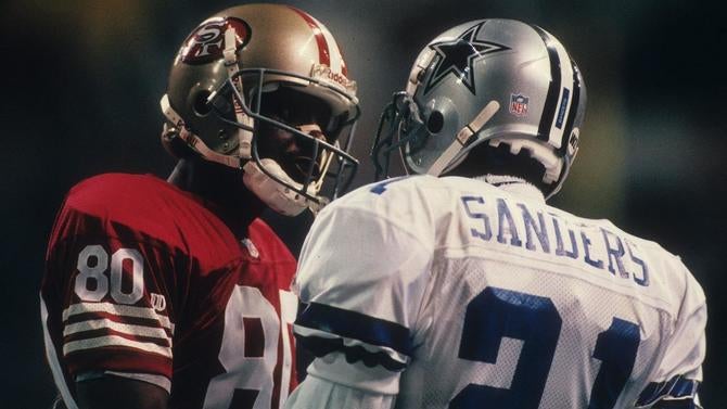 Jerry Rice Deion Sanders 49ers Cowboys