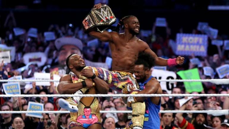 Big E, Kofi Kingston and Xavier Woods of the New Day after Daniel Bryan vs. Kofi Kingston at WWE WrestleMania 35 pro wrestling news