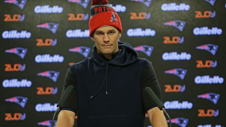 (Foxborough, MA 01/27/17) Quarterback #12 Tom Brady listens to a question about deflategate after the Patriots walk through. Friday, January 27, 2017. Staff photo by John Wilcox.