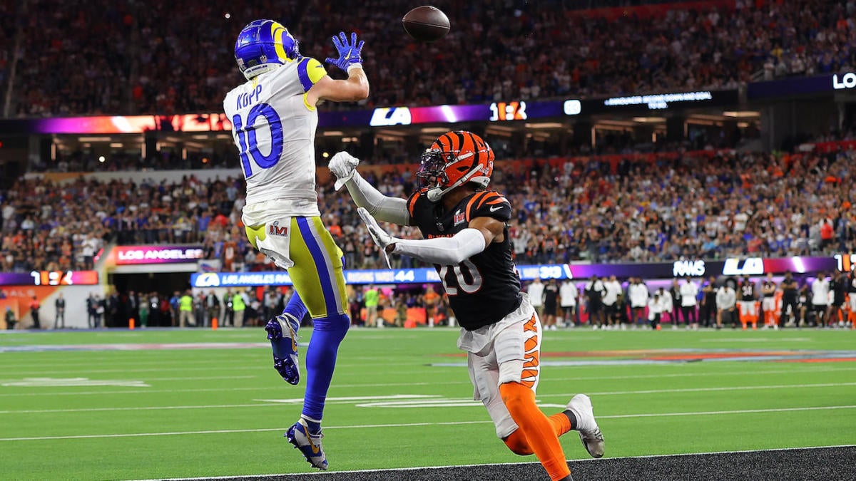 Cooper Kupp Los Angeles Rams Unsigned Super Bowl LVI Game-Winning Touchdown Catch Photograph