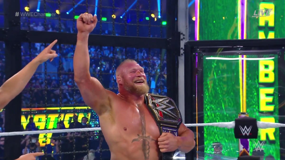 Resultados de la Cámara de Eliminación de la WWE 2022, Resumen, Puntajes: Brock Lesnar gana el Campeonato de la WWE en un evento principal caótico