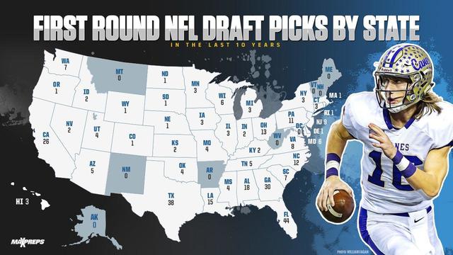 NFL Draft: State-by-state look at high schools of first-round picks over  last decade