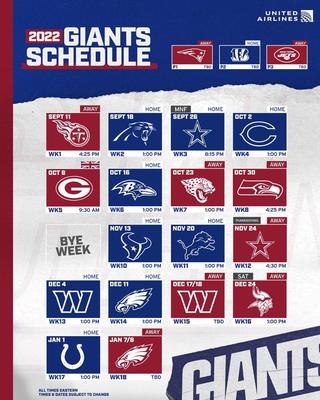 Giants release official 2021 NFL schedule