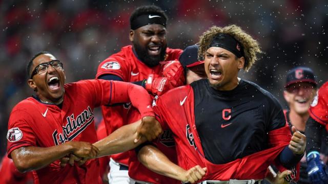 WATCH: Josh Naylor celebrates walk-off home run by headbutting Guardians  manager Terry Francona 
