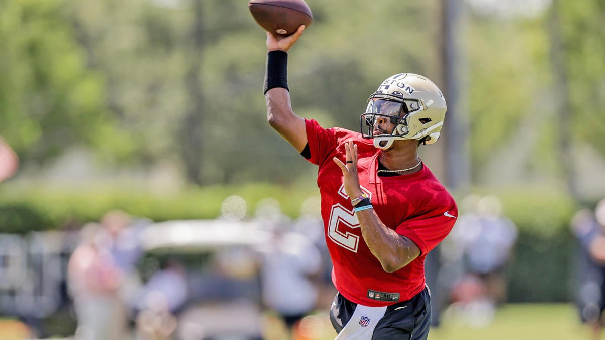 New Orleans Saints quarterback Jameis Winston drops back to pass against  the Washington Football Team in the first half of an NFL football game,  Sunday, Oct. 10, 2021, in Landover, Md. (AP