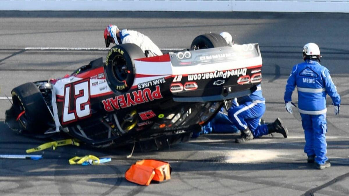 Jeb Burton flips over in major crash during NASCAR Xfinity Series race at Pocono