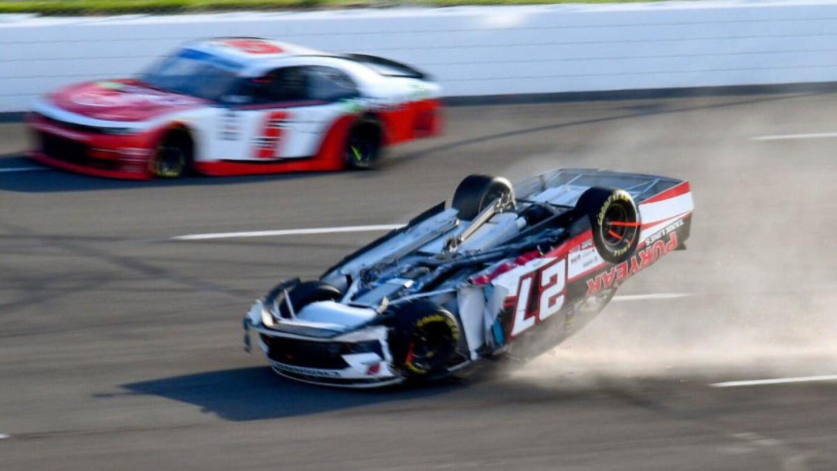 Jeb Burton flips over in major crash during NASCAR Xfinity Series race at  Pocono - CBSSports.com