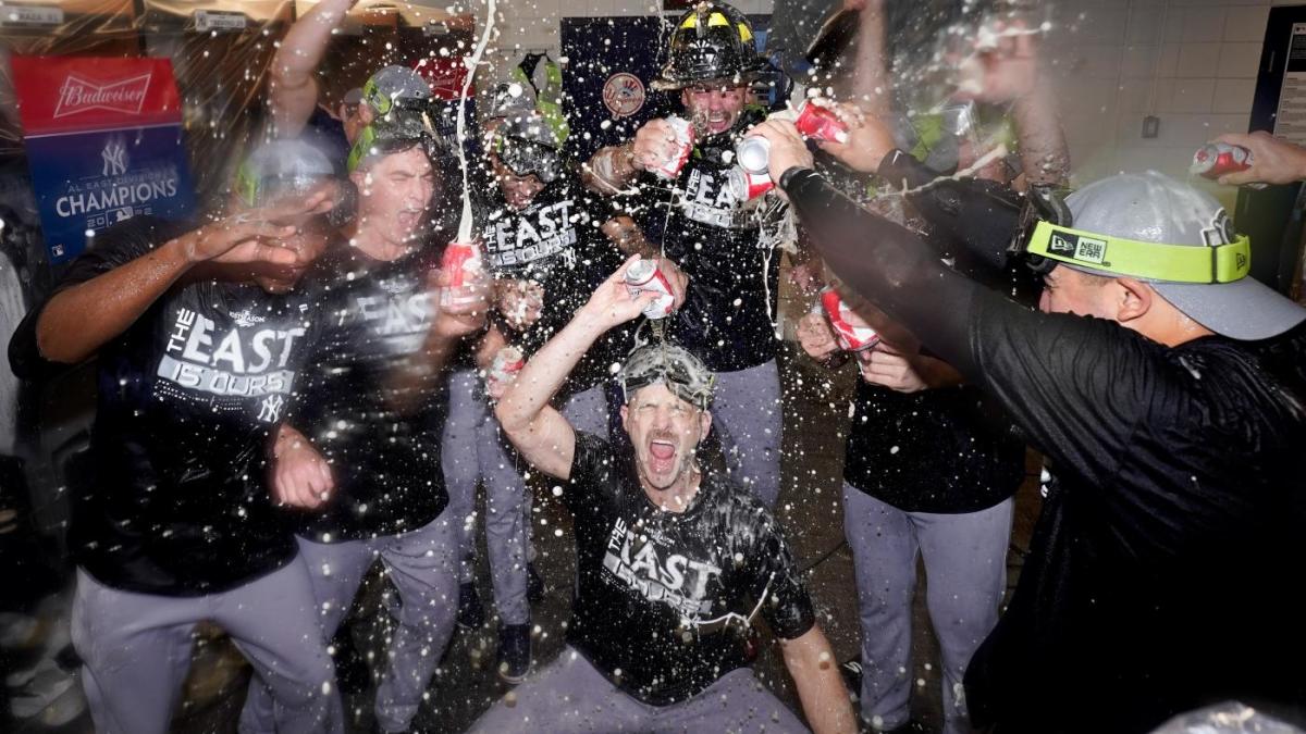 LOOK: Harrison Bader chugs three beers at once in celebration of Yankees'  AL East title 
